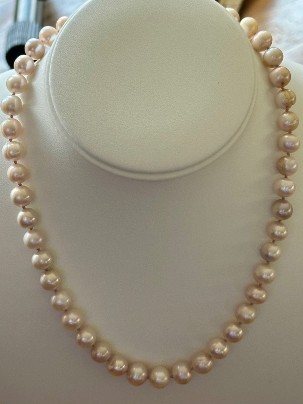 Soft PINK Pearl Necklace - Classic Elegance - Hand Knotted Strand